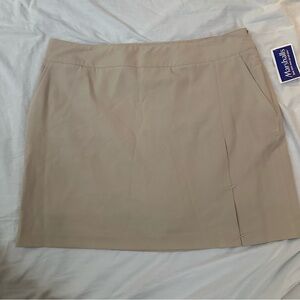 IZOD Women’s C Flex Skirt Skort-14-Beige Golf Tennis Skirt-Slit-Stretch NWT NEW